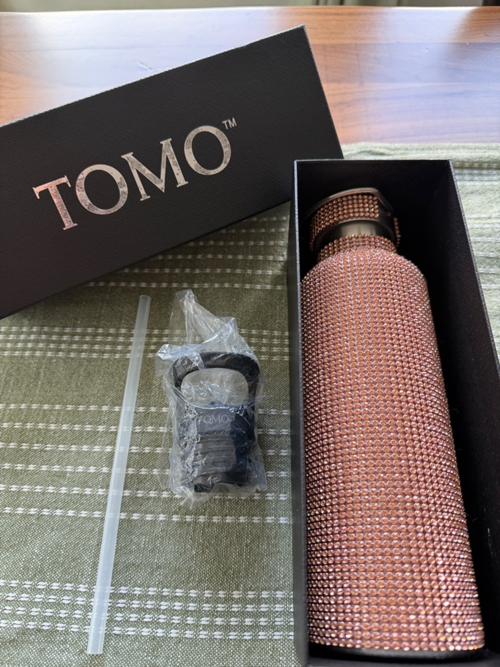 Rose Gold Crystal-Embellished Water Bottle